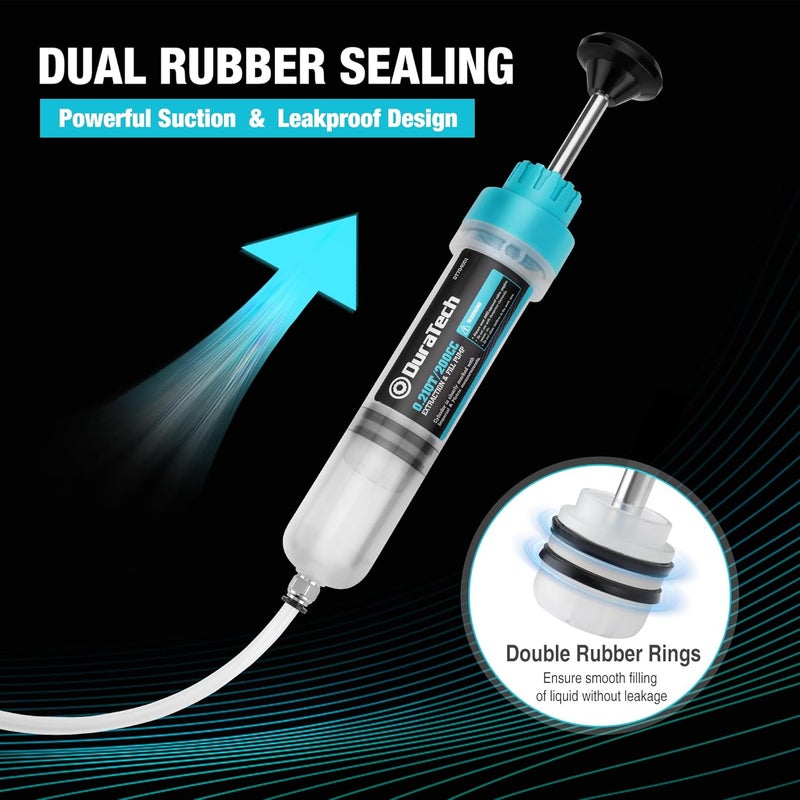 DURATECH 200CC Fluid Extractor Automotive, Fluid Pump with Long Extension Tubes, Oil Syringe with Powerful Suction, Fluid Extractor Pump for Extracting Engine Oil, Transmission Oil and Brake Fluid - Image 4